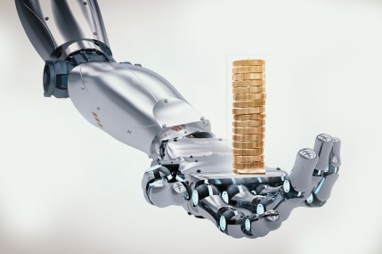 robotic hand holding dna helix